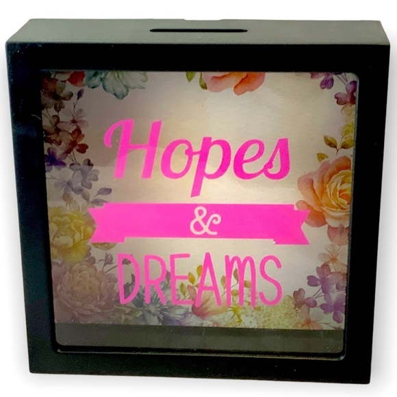Hopes And Dreams Piggy Bank Square Floral Black Multicolor - Picture 2 of 12